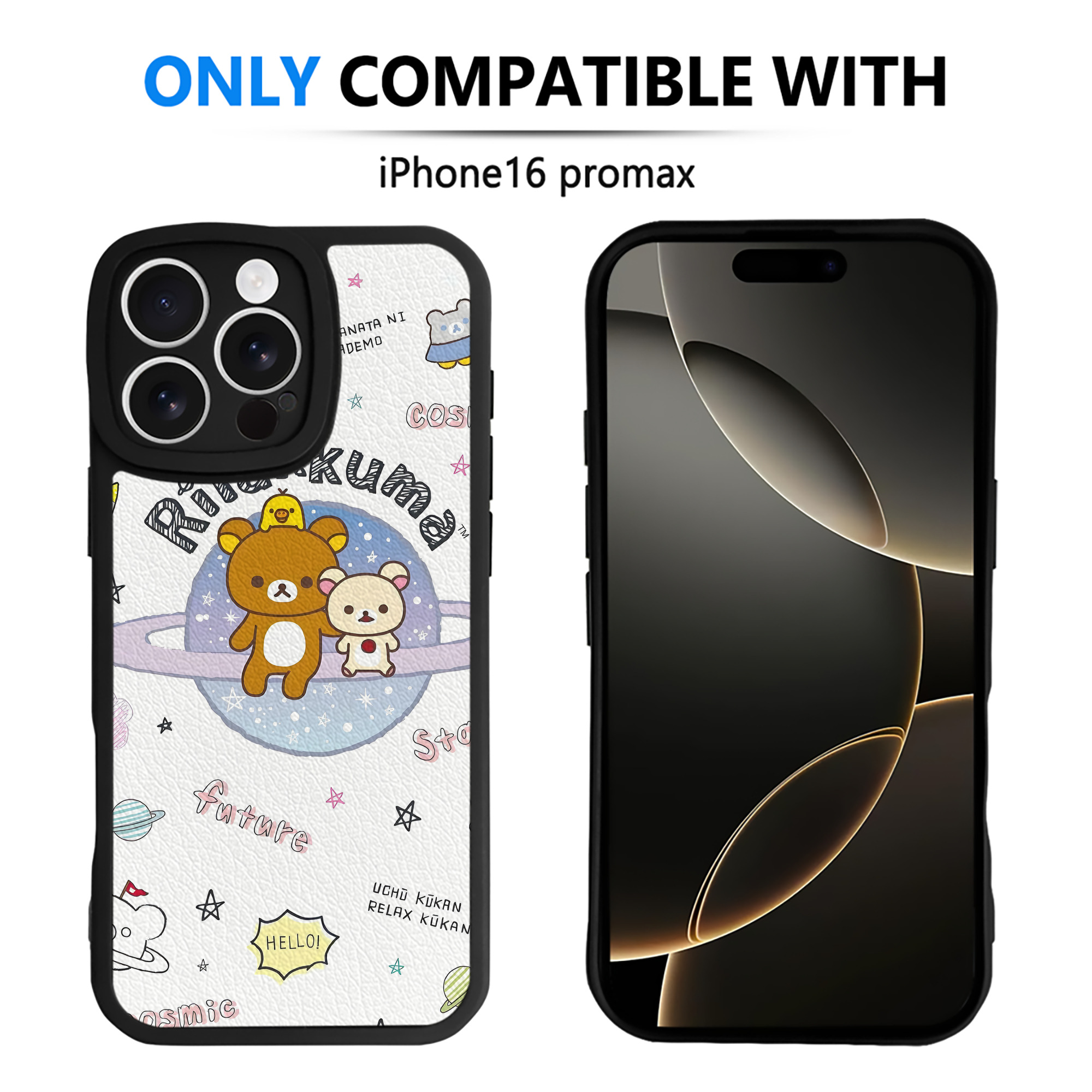 （画像用） リラックマ リラックマ キイロイトリ Rilakkuma Korilakkuma Kiiroitori 【iPhone 16シリーズ対応】シリコンスマホケース（レザー調） 材質：シリコン